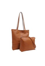 Amia 3-in-1 Reversible Tote - Cognac/Light Grey