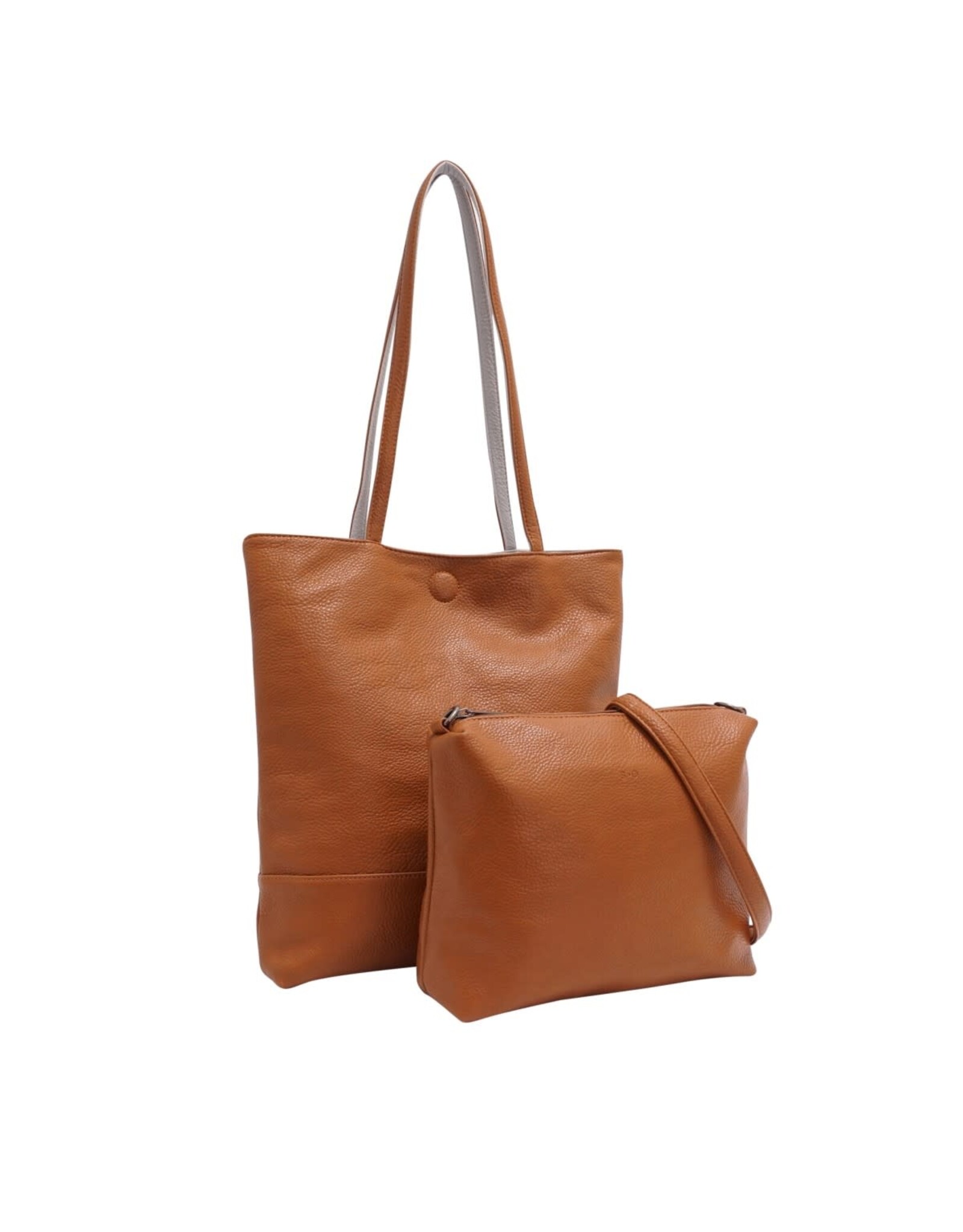 Amia 3-in-1 Reversible Tote - Cognac/Light Grey