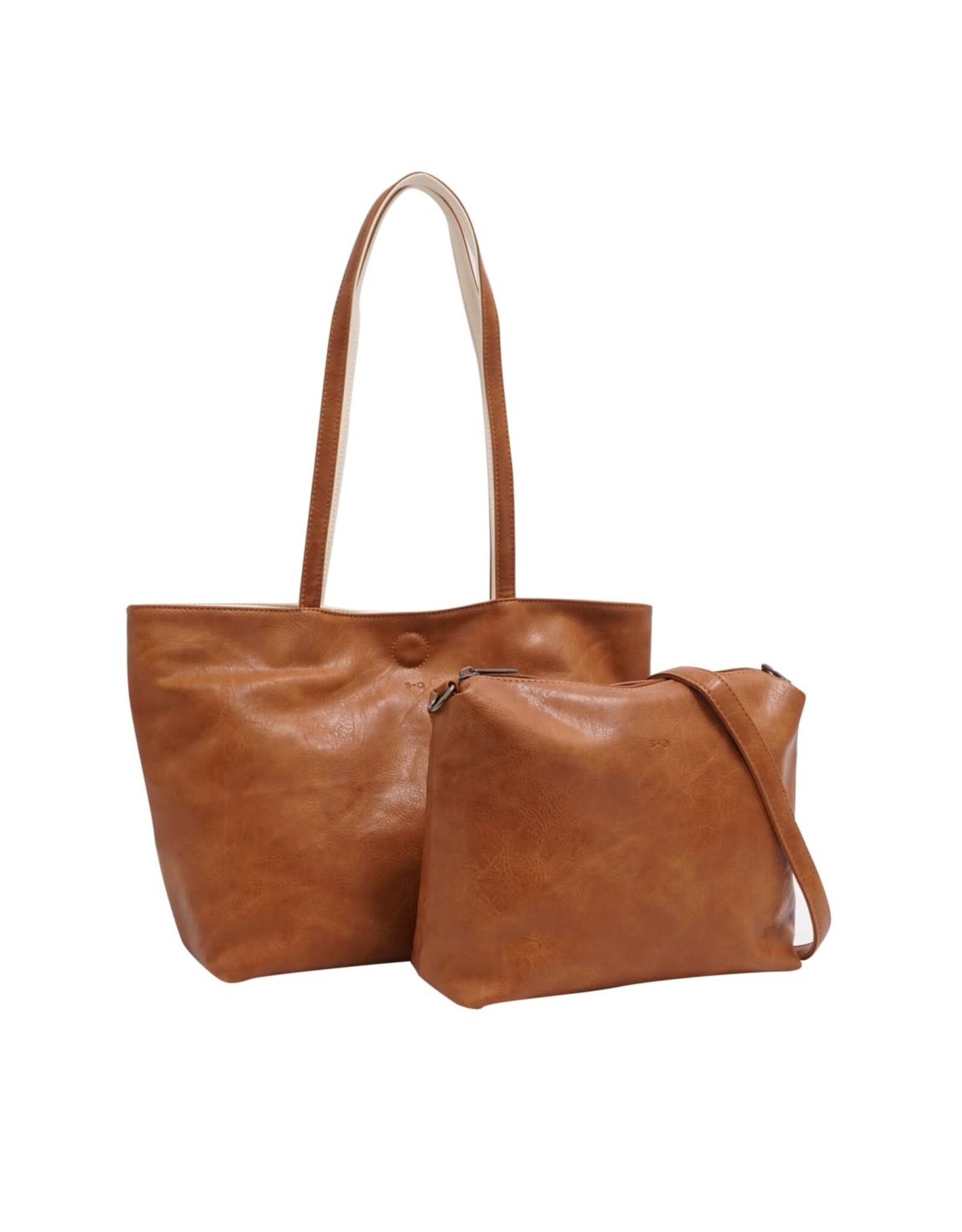 Brooke 3-in-1 Reversible Tote - Camel/Almond Milk