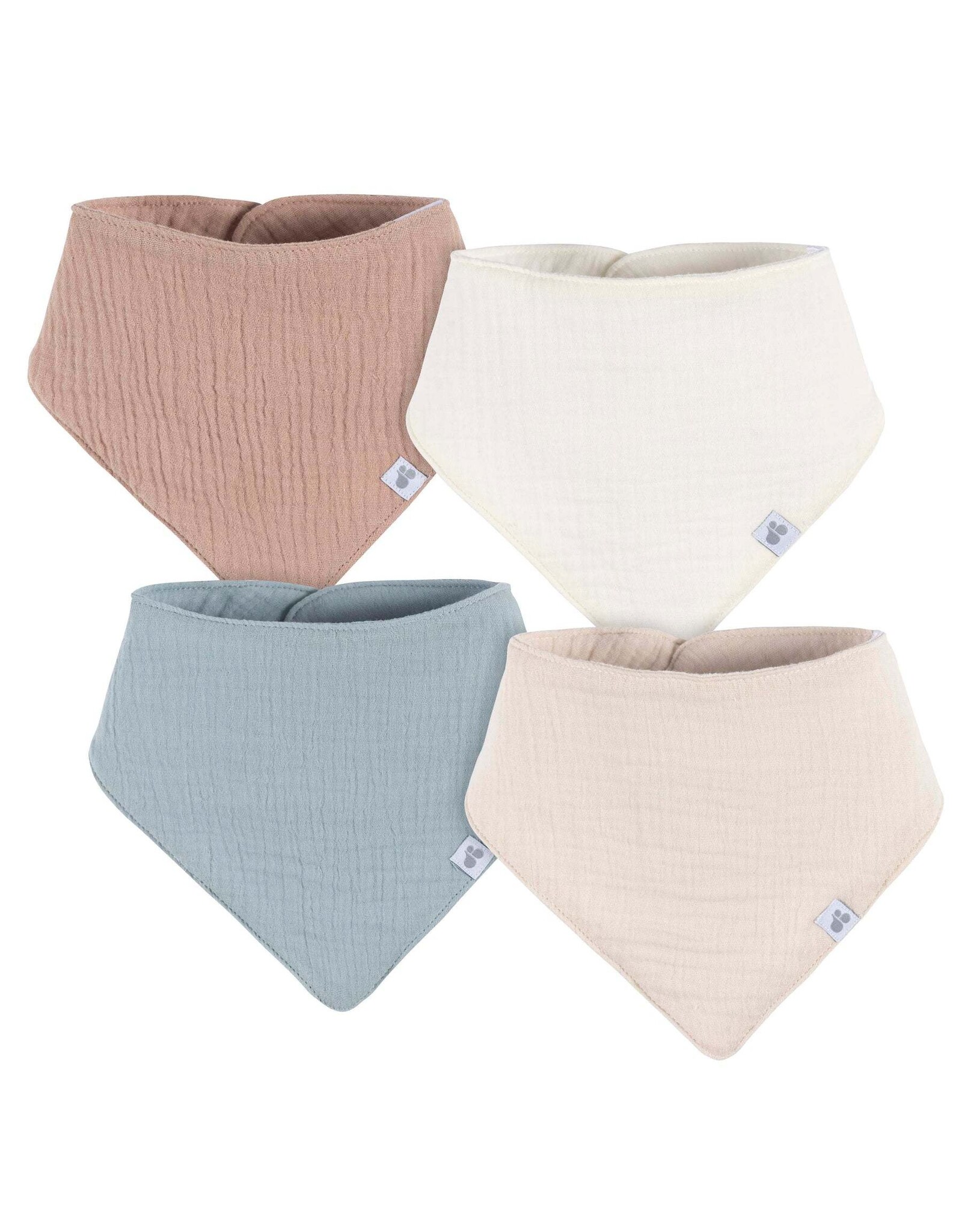 4pk Muslin Bandana Bibs - tan