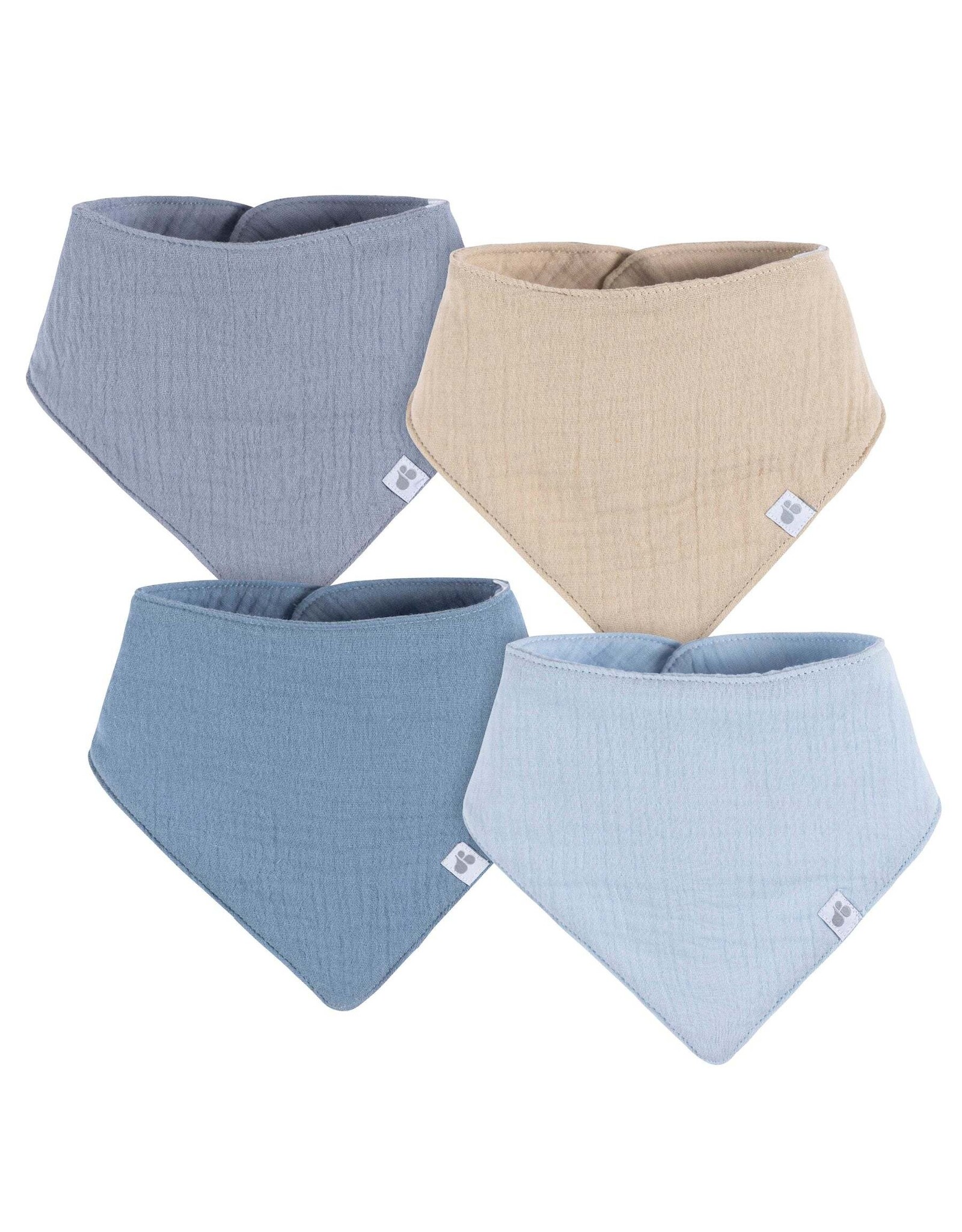 4pk Muslin Bandana Bibs - blues
