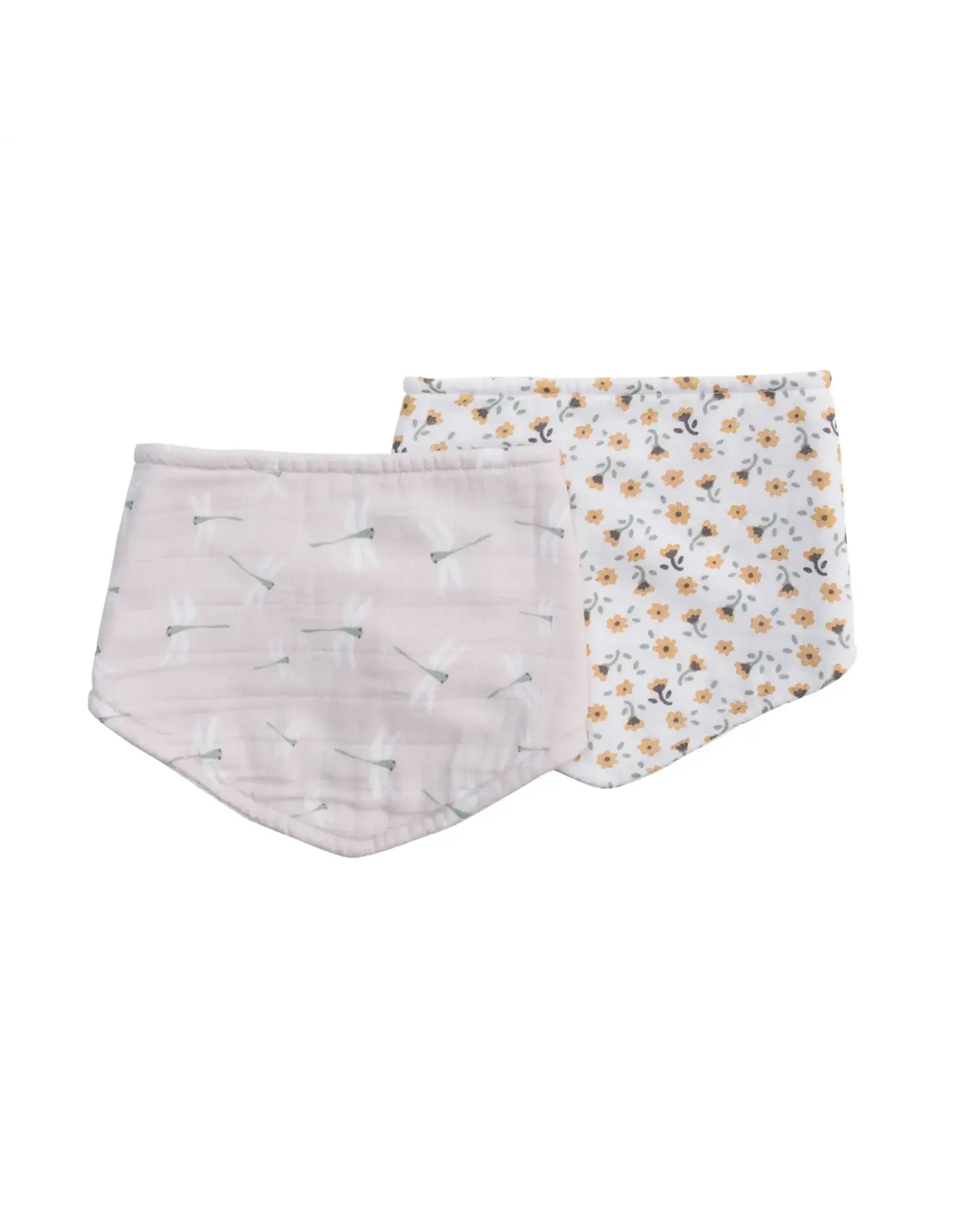 2pk Bandana Bibs - floral/dragonfly