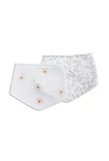 2pk Bandana Bibs - daisies/leaves