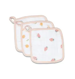 3pk Muslin Washcloths - peaches/white/strawberry
