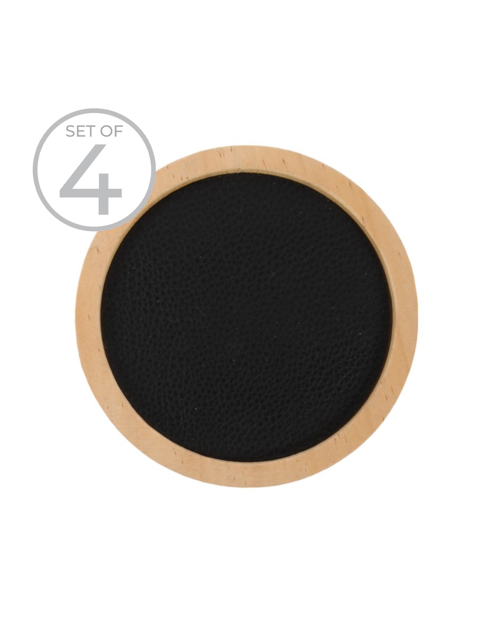 Black Leather Coaster, set of 4