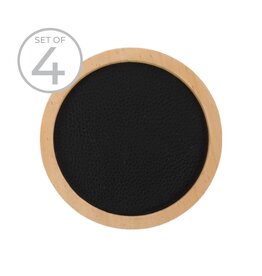 Black Leather Coaster, set of 4