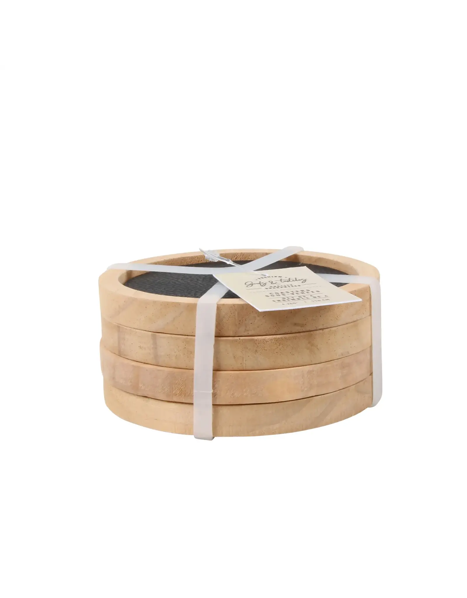 Black Leather Coaster, set of 4