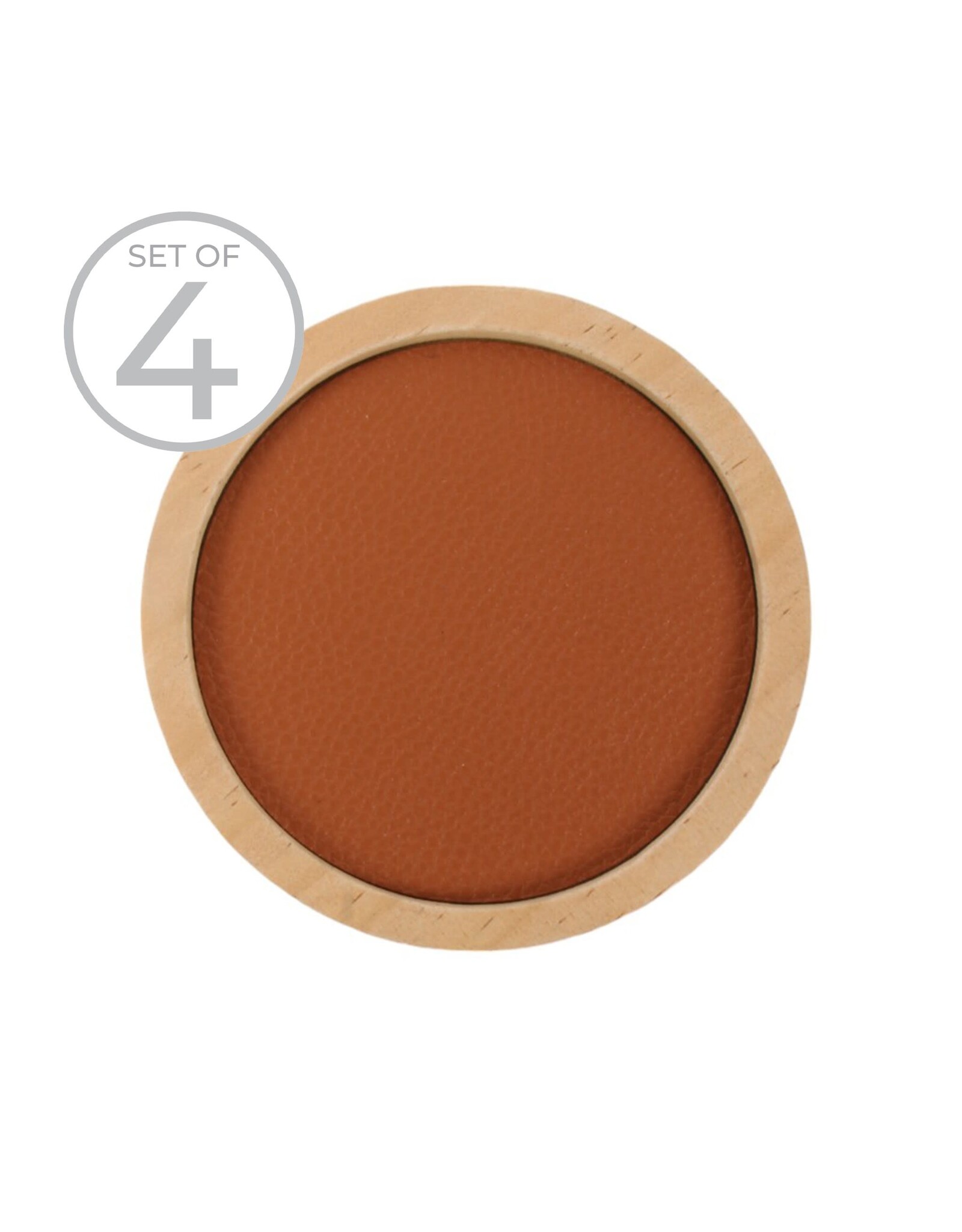 Cognac Leather Coaster, set of 4
