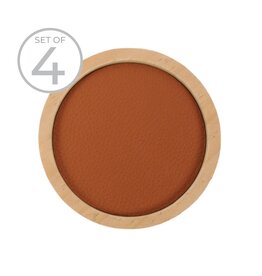 Cognac Leather Coaster, set of 4