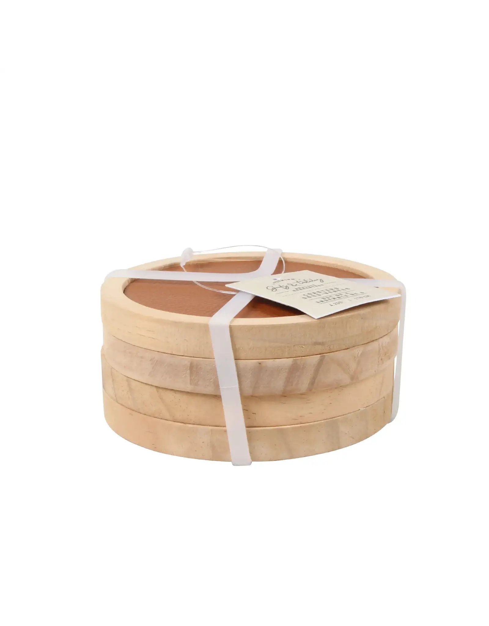 Cognac Leather Coaster, set of 4
