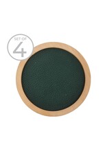 Forest Green Leather Coaster, set of 4