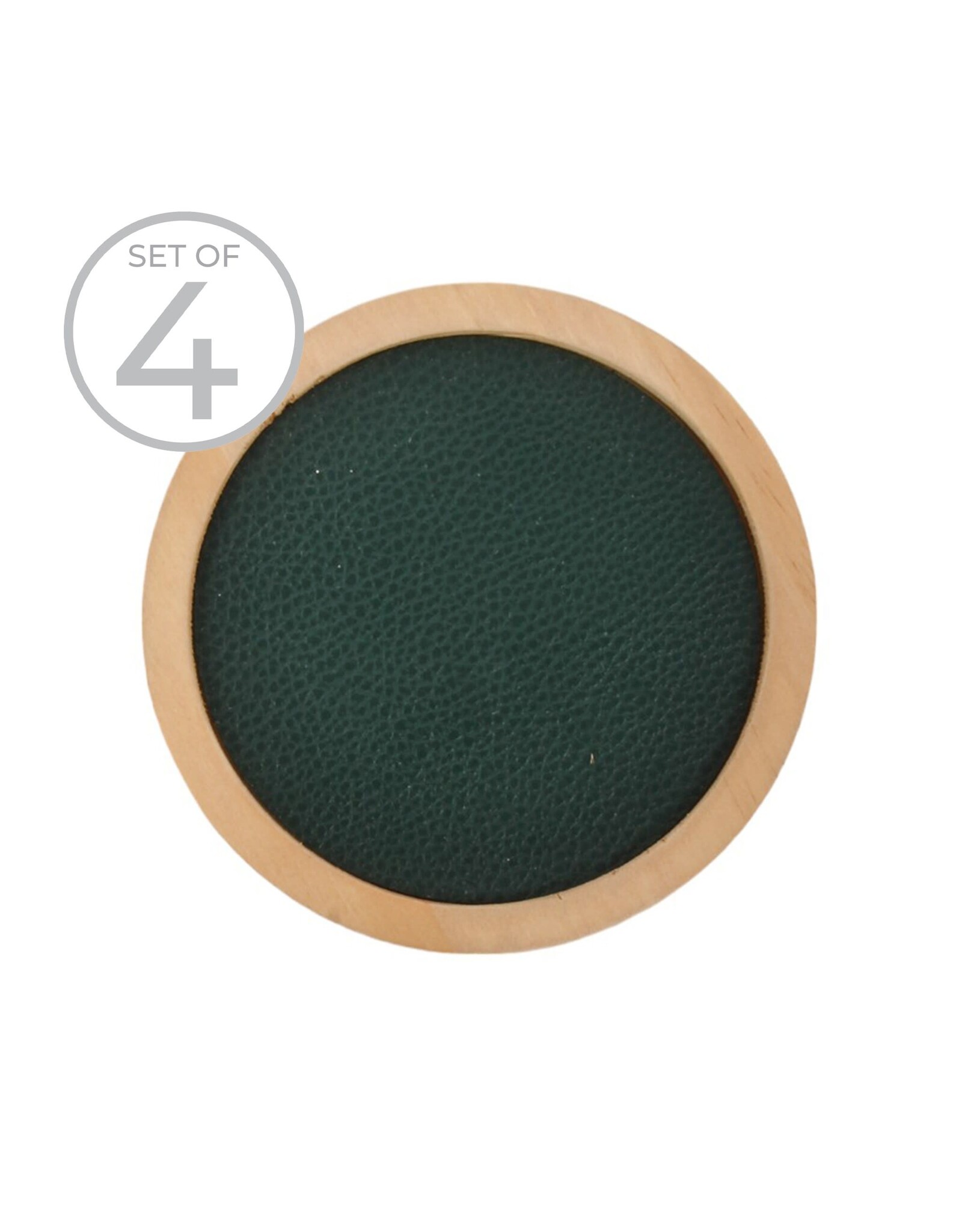 Forest Green Leather Coaster, set of 4