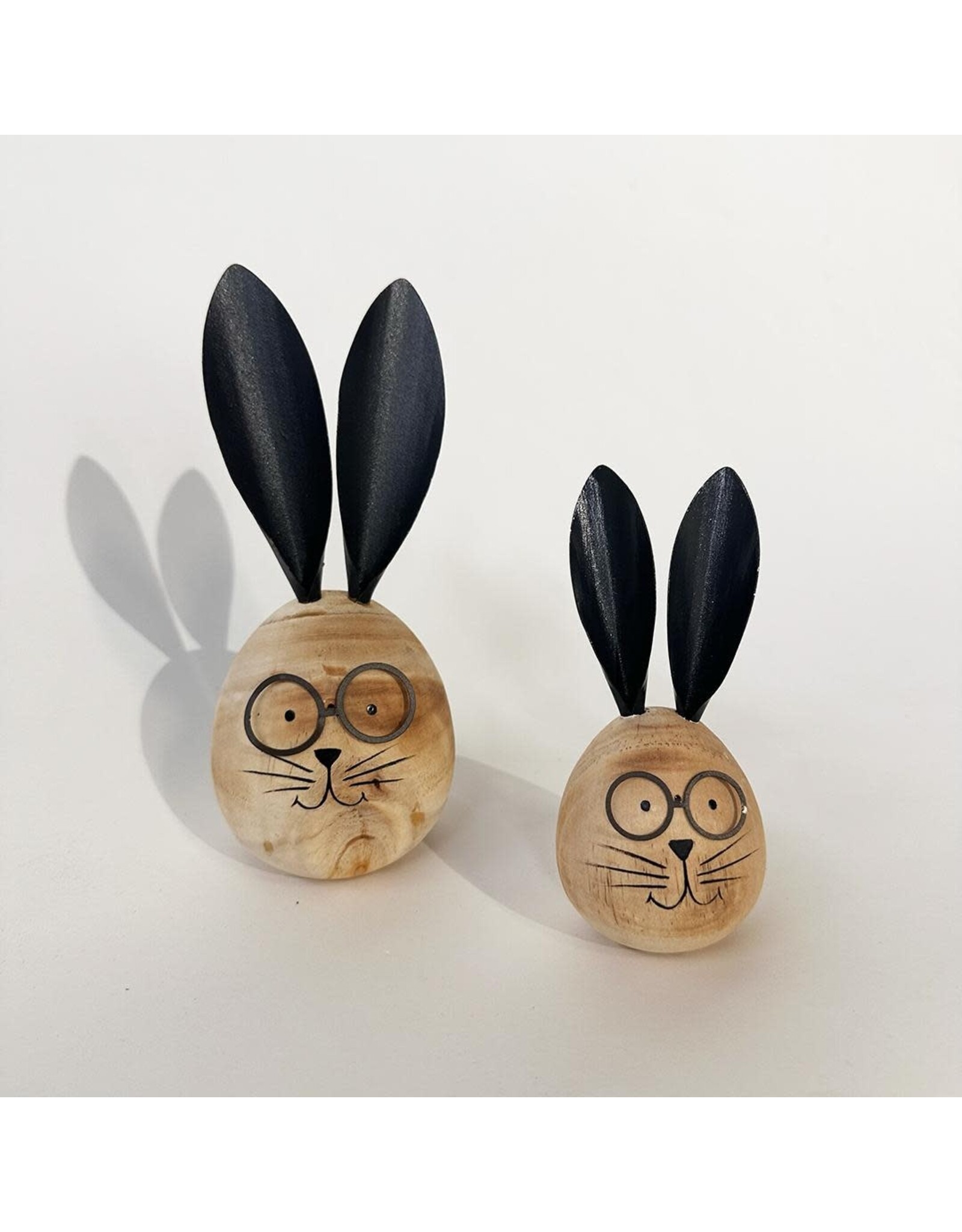 Wooden Rabbit with Glasses - small