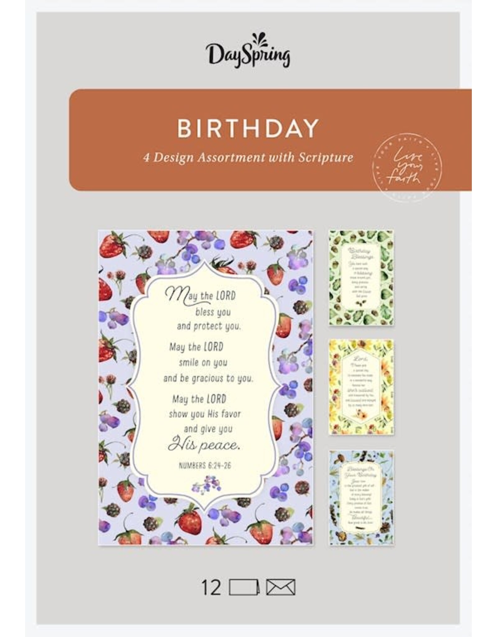 Happy Birthday - Country Patterns - 12 boxed cards