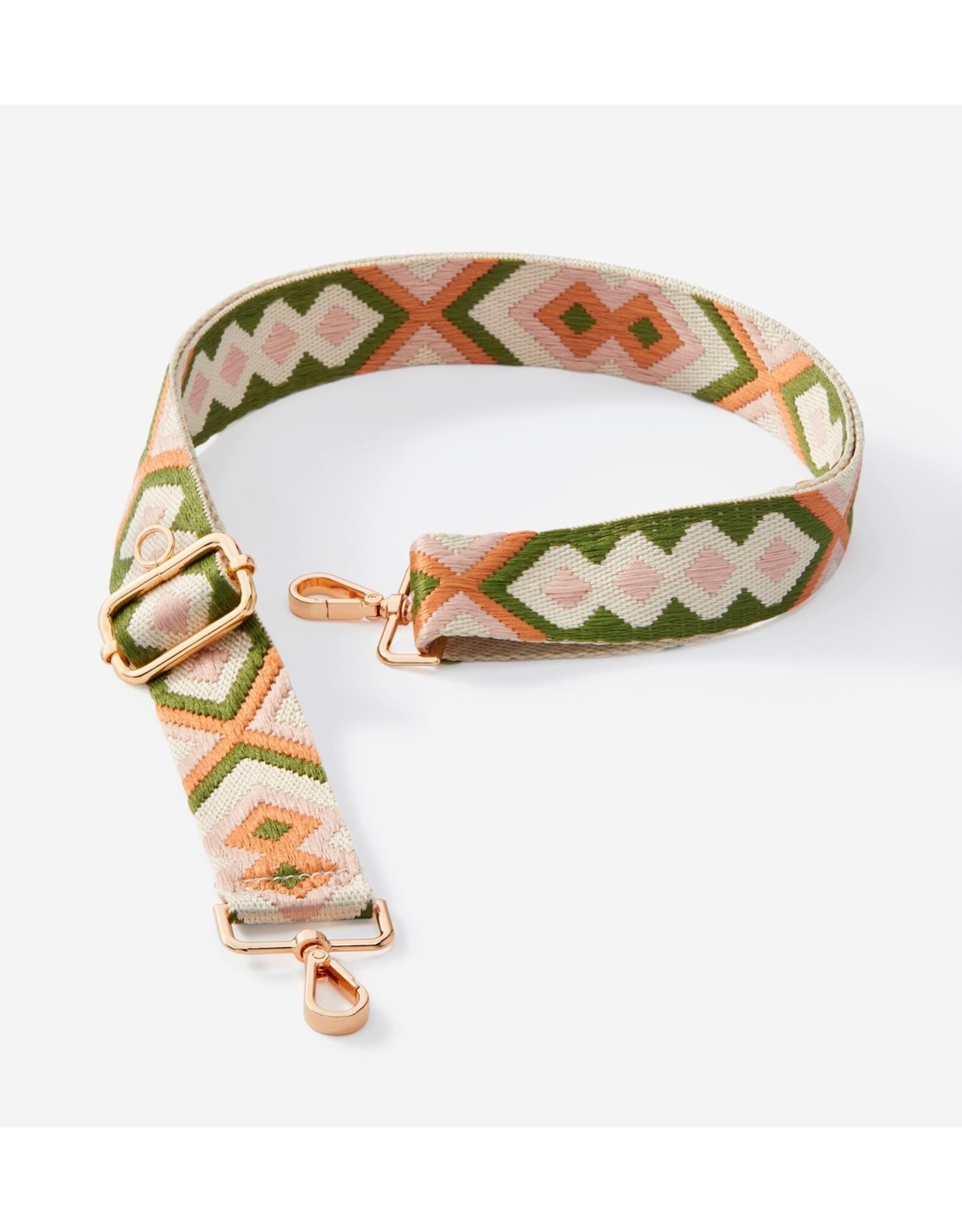 Bag Strap - Green/Mustard Diamond Pattern
