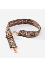 Bag strap - Black/Brown/White Bohemian Pattern