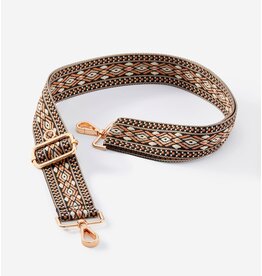 Bag strap - Black/Brown/White Bohemian Pattern