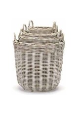Tall Round Whitewashed Basket - large