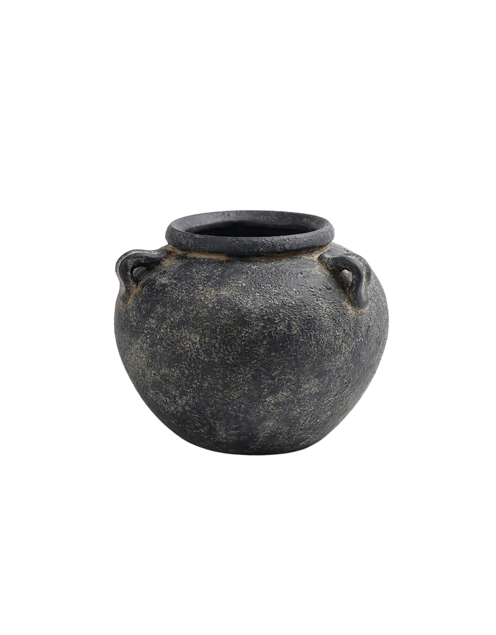 Black Terracotta Vase with Handles