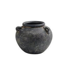 Black Terracotta Vase with Handles