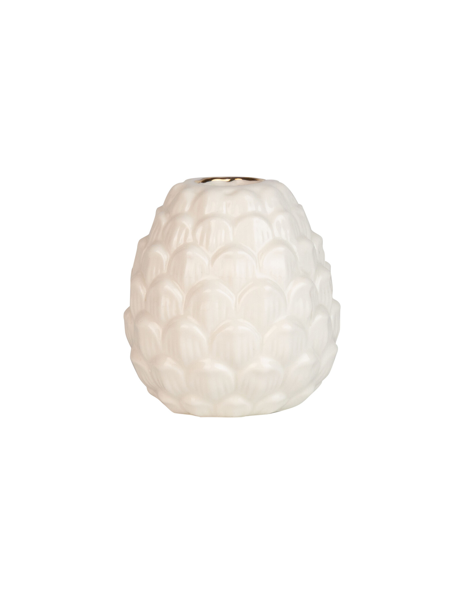 Ceramic White Pinecone Taper Candle Holder