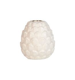Ceramic White Pinecone Taper Candle Holder