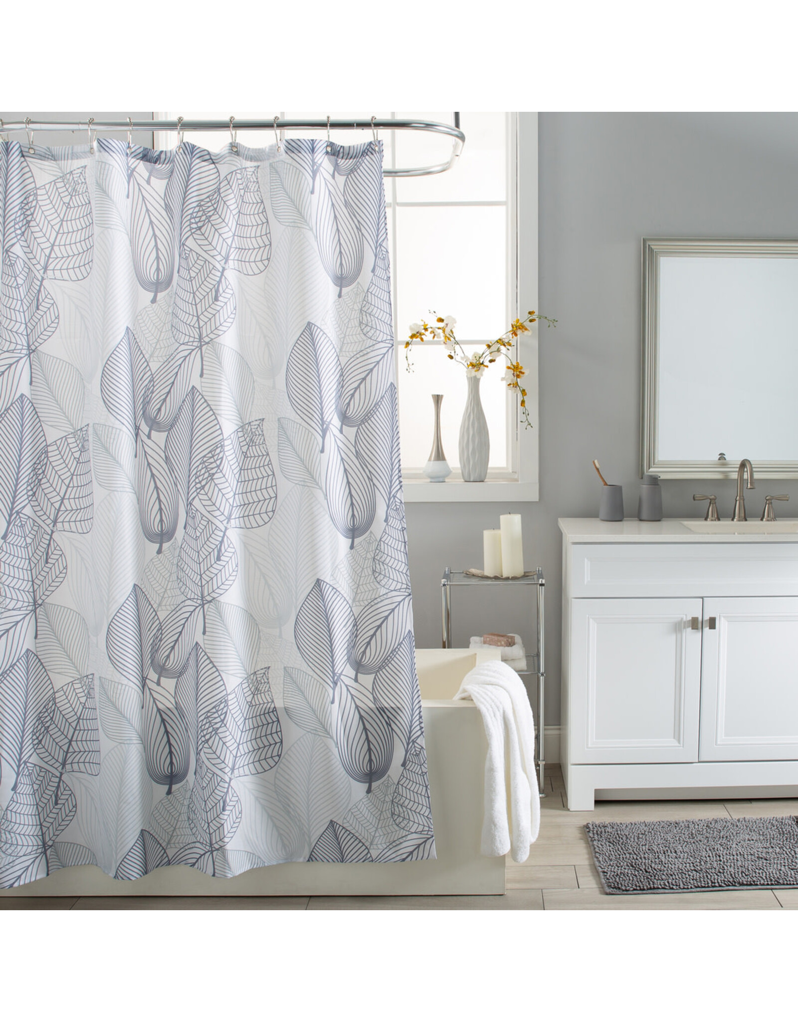 Grey Leaves Shower Curtain