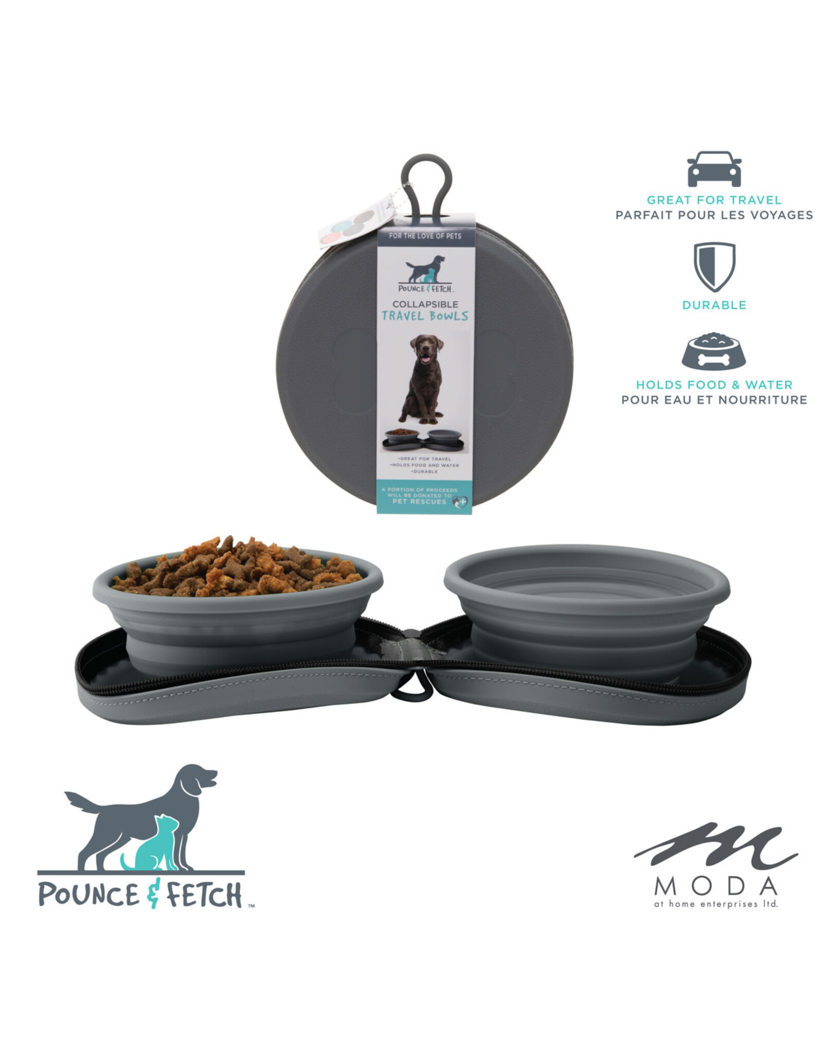 Collapsible Travel Bowl Set - grey
