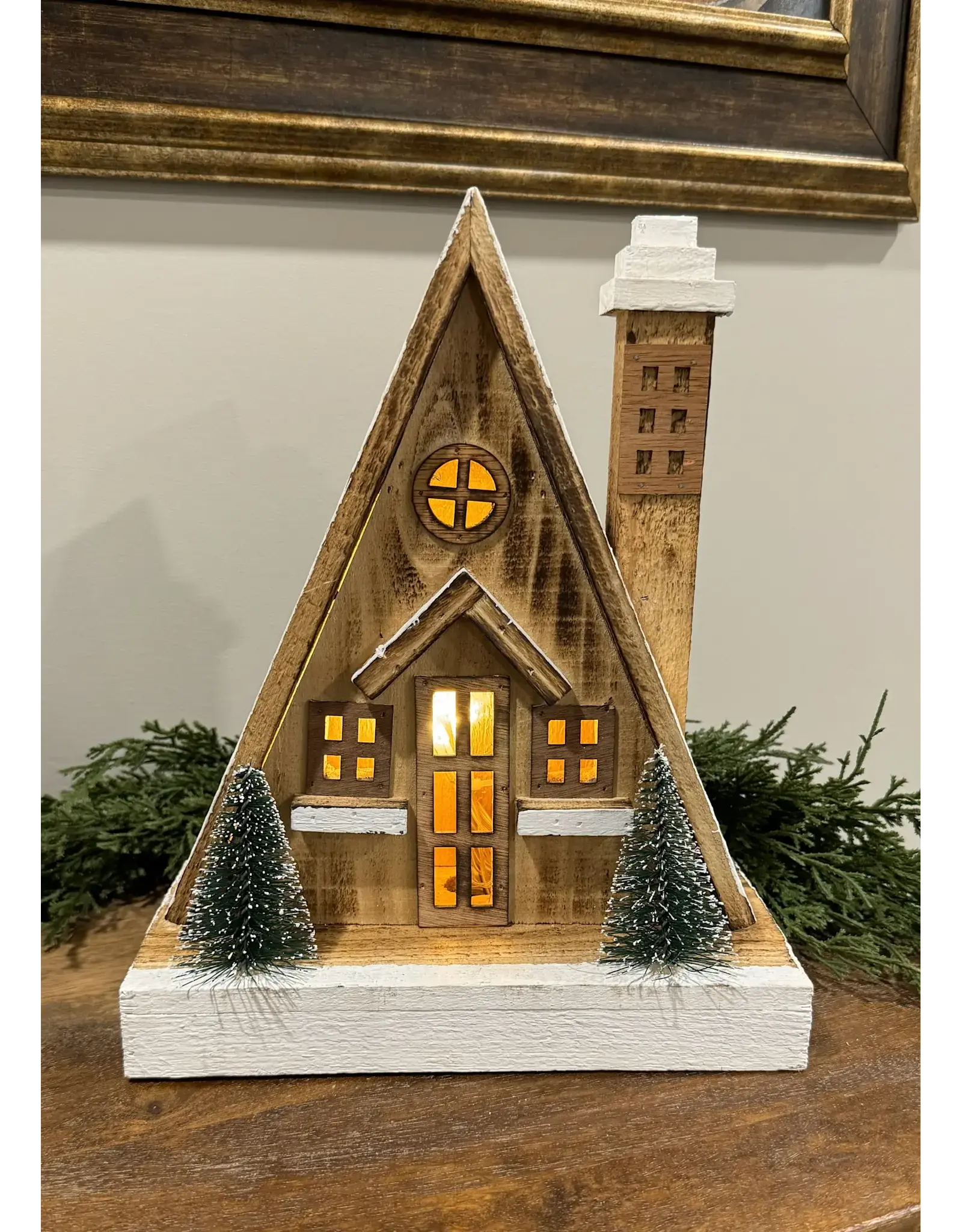 Natural Wood Cabin, LED lights