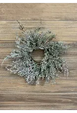 Glittered Cedar Candle Ring, with Red Berries