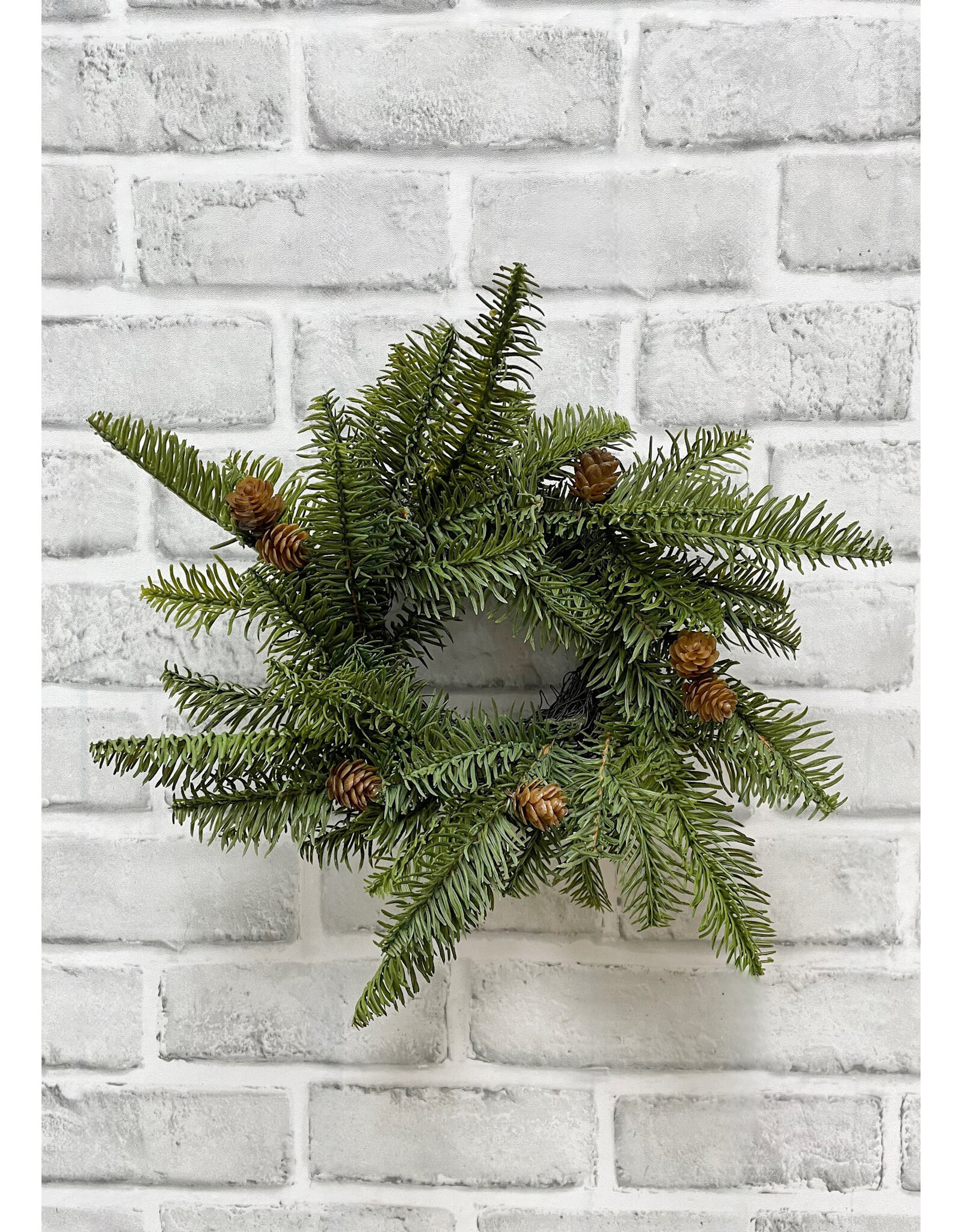 11" Fresh Touch Balsam Fir Candle Ring with Pine Cones