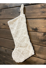 Diamond Pattern Plush Stocking - off white