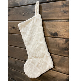 Diamond Pattern Plush Stocking - off white