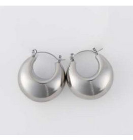 Bowl Hoop Earring - silver