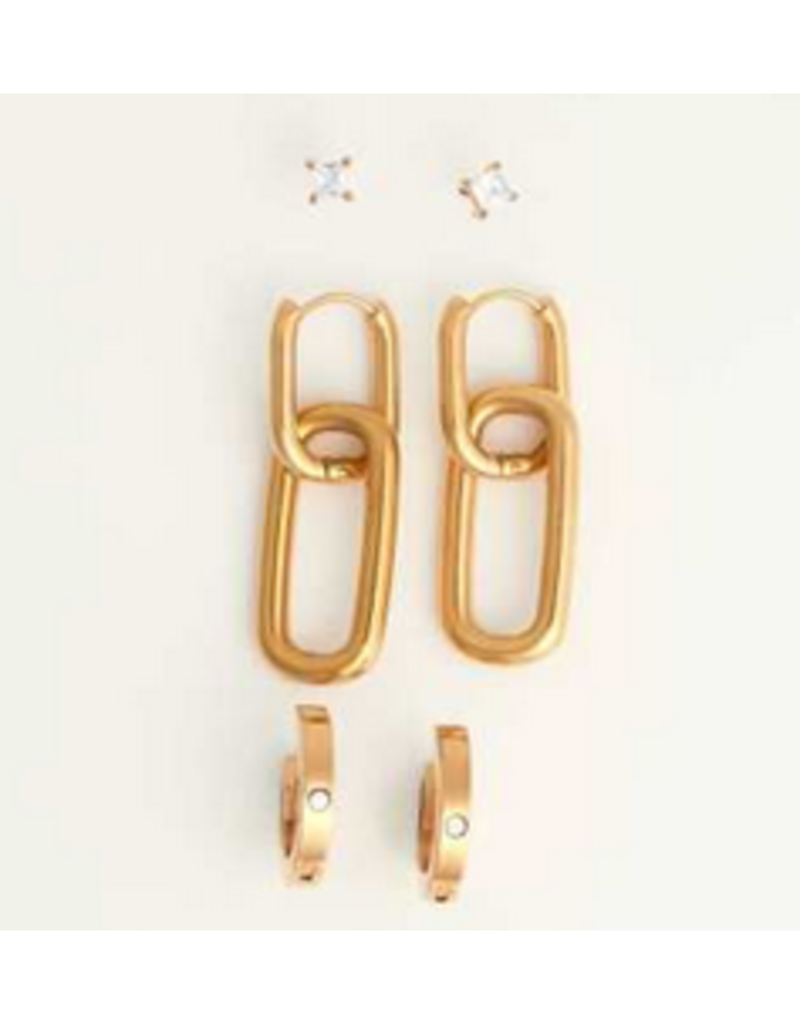 Link Hoop Earrings Trio-gold