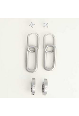 Link Hoop Earrings Trio - silver