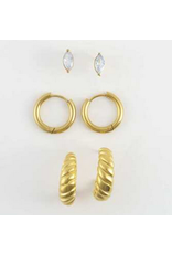 Half Moon Earrings Trio - gold