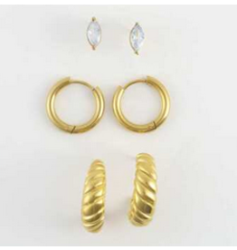 Half Moon Earrings Trio - gold
