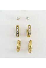 Twisted Hoop Earrings Trio - gold