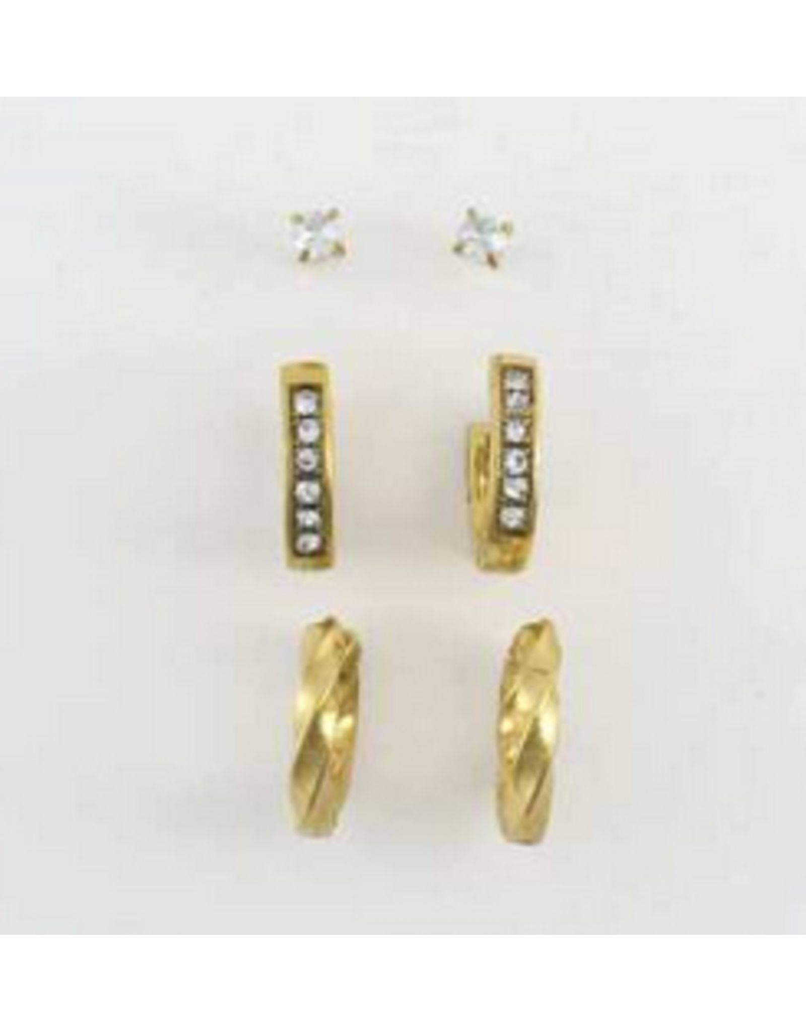 Twisted Hoop Earrings Trio - gold