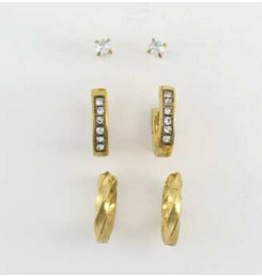 Twisted Hoop Earrings Trio - gold