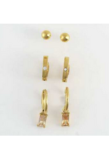 Charm Hoop Earrings Trio - gold
