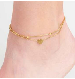 Heart Multi Anklet - gold
