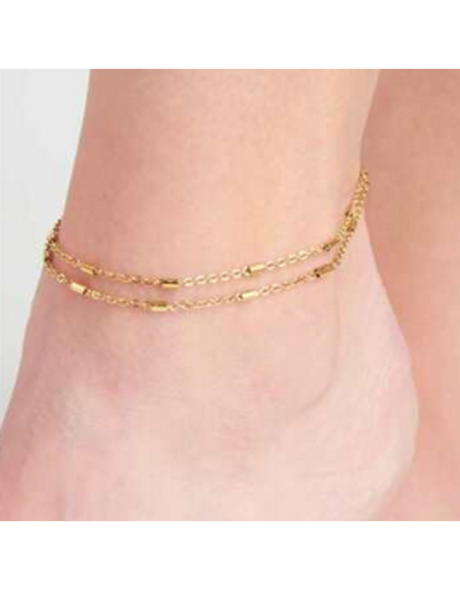 Dainty Bar Multi Anklet - gold