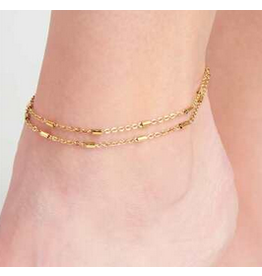 Dainty Bar Multi Anklet - gold