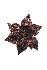 Christmas Forever 12" Brown Poinsettia Head - Fabric Sequins