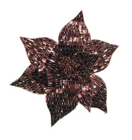12" Brown Poinsettia Head - Fabric Sequins