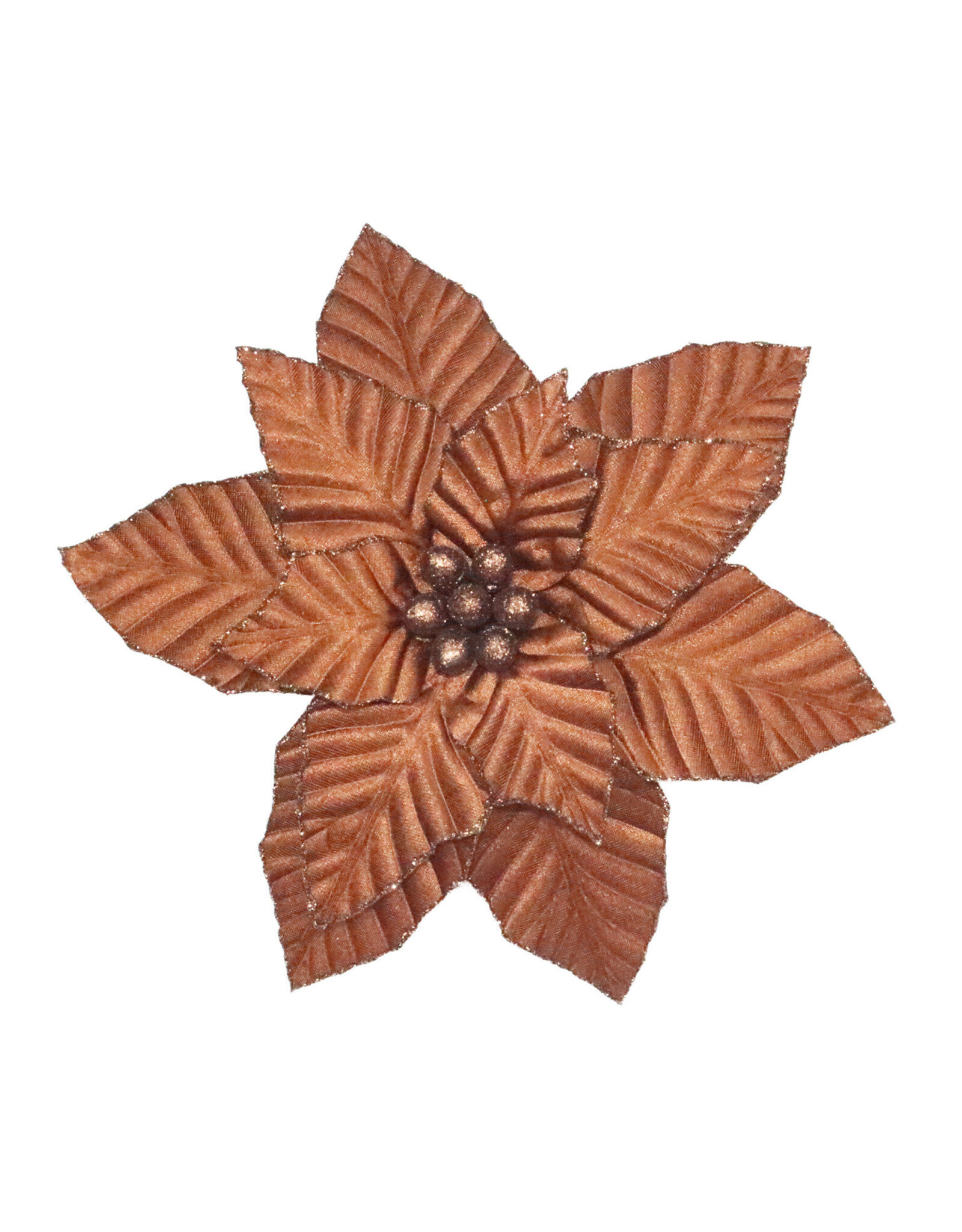 Christmas Forever 12" Brown Poinsettia Head - Velvet