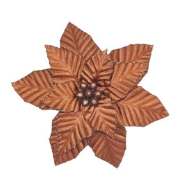 Christmas Forever 12" Brown Poinsettia Head - Velvet