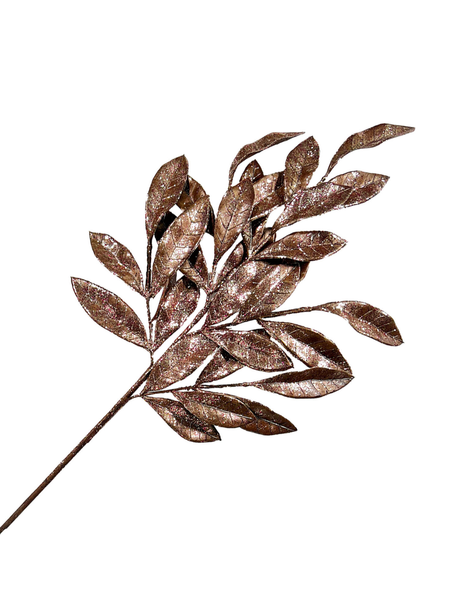 28.5" Brown Glittered Leaf Spray